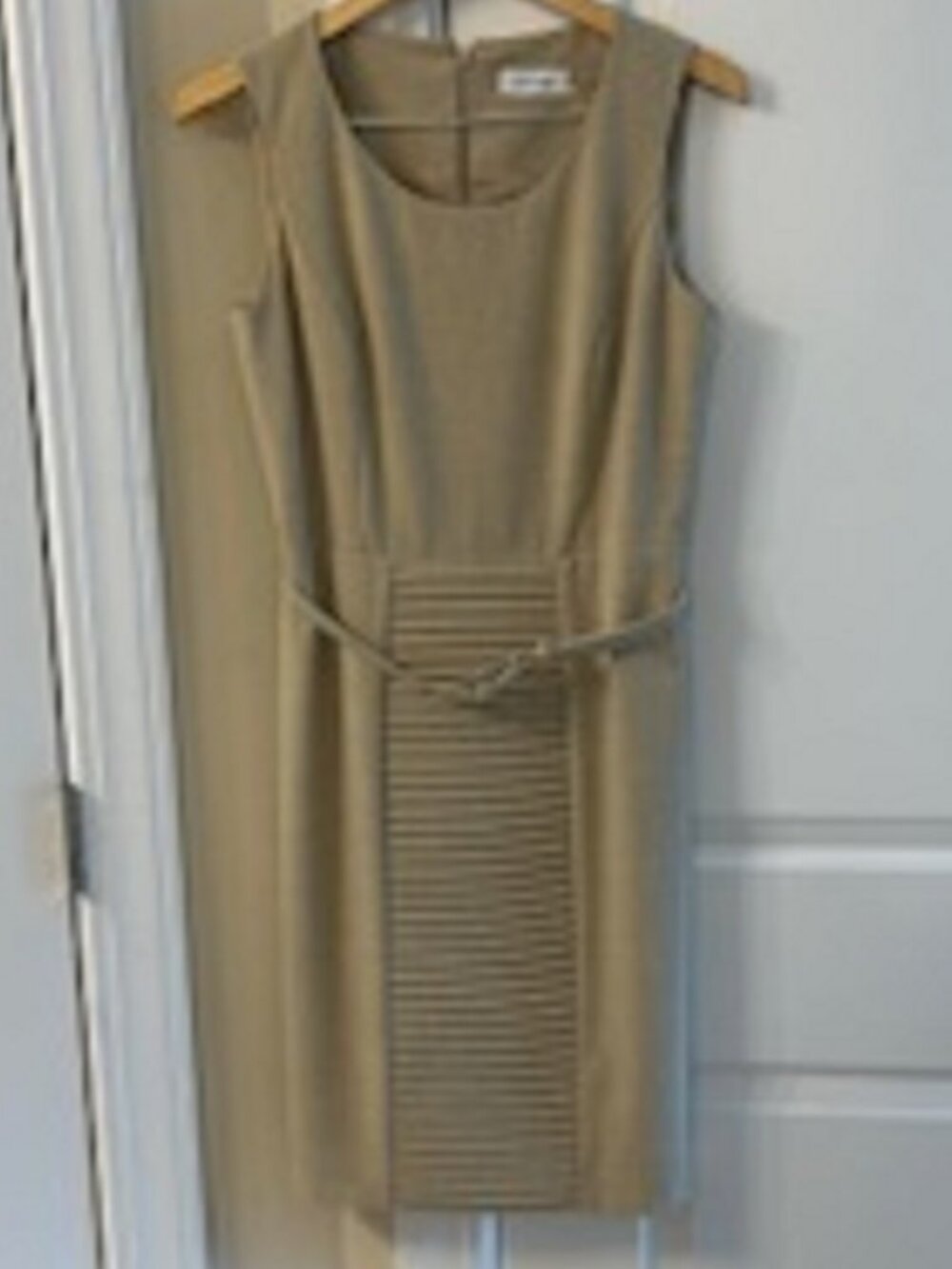 Women's Sleeveless with Belt Tan Calvin Klein Size 8 Zips in Back Has Lining